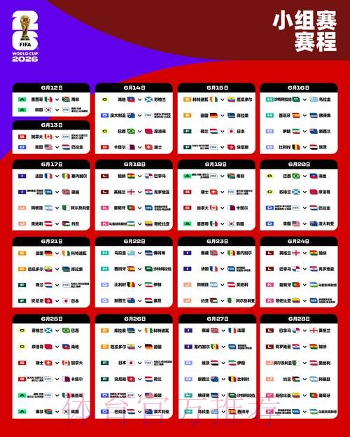 2026世界杯小组赛赛程安排揭晓